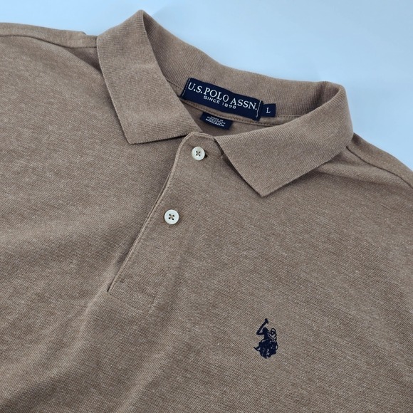 U.S. Polo Assn. Other - U.S. Polo Assn. Polo Shirt Men Large Brown Short Sleeve Heathered. PLEASE READ